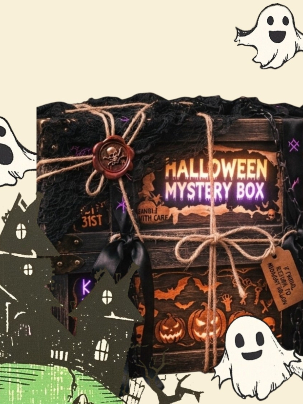 Halloween Mystery Box Décor - Black & Orange